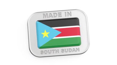 Güney Sudan 'da yapılmış, Güney Sudan bayrağı taşıyan gümüş rozetli.
