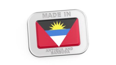 Antigua ve Barbuda 'da yapılmış, Antigua ve Barbuda' nın ulusal bayrağıyla gümüş rozetli.