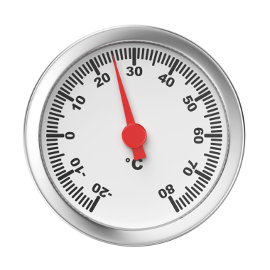 Şeffaf arkaplan üzerinde yuvarlak Celsius termometresinin ön görünümü