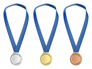 Şeffaf arkaplanda altın, gümüş ve bronz madalyalar.