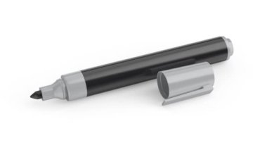 Beyaz arkaplanda siyah kalıcı işaret