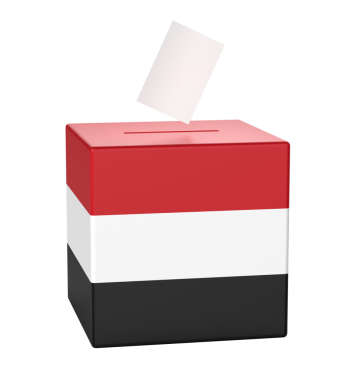 Yemen bayrağıyla birlikte oy sandığı