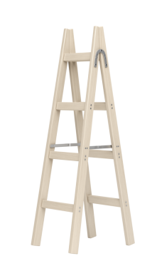 Şeffaf arkaplanda çift taraflı tahta merdiven