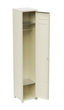 Saydam arkaplanda boş metal gardırop