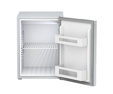 Şeffaf arkaplanda boş küçük buzdolabı
