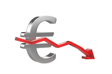 Aşağıdaki kırmızı oklu Euro sembolü