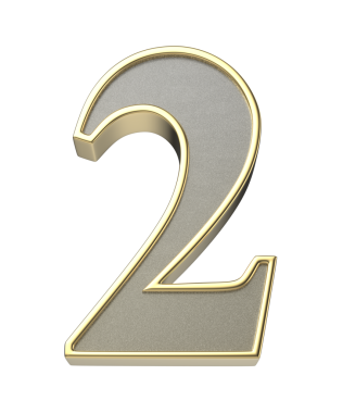 Şeffaf arkaplanda iki numaralı altının üç boyutlu çizimi