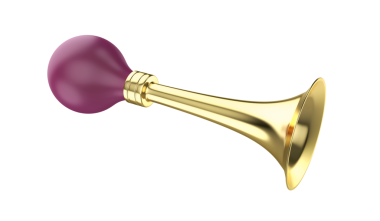 Şeffaf arkaplanda altın bisiklet kornası