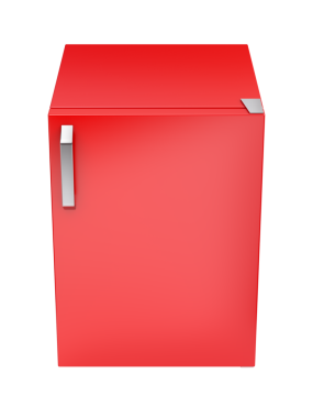 Şeffaf arkaplanda kırmızı küçük buzdolabı