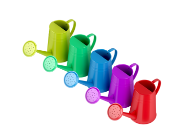 Şeffaf arkaplanda renkli sulama kutuları