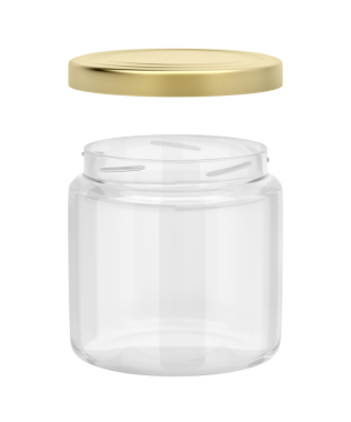 Altın kap ile boş cam kavanoz