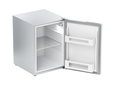 Şeffaf arkaplanda boş küçük buzdolabı