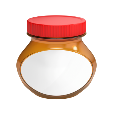 Beyaz etiketli oval cam kavanoz