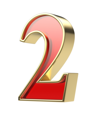 Altın çerçeveli ve kırmızı camlı iki numara.