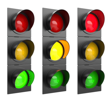 Şeffaf arkaplanda trafik ışıkları kümesi