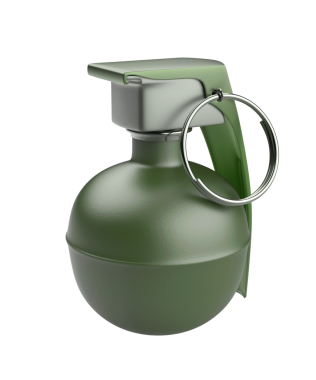 Şeffaf arkaplanda yeşil el bombası