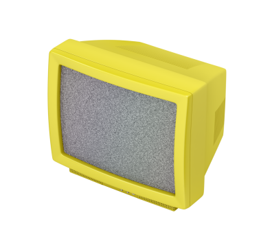 Şeffaf arkaplanda sarı retro TV