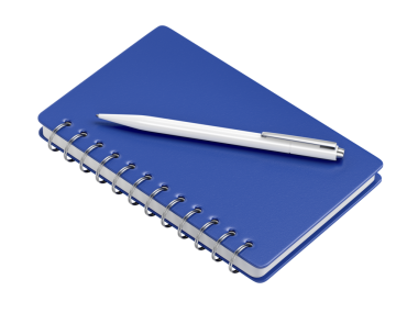 Mavi sarmal defter ve kalem