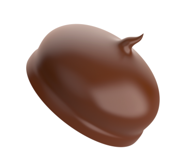 Şeffaf arkaplanda çikolata kaplı lokum.