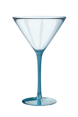 Şeffaf arkaplanda mavi kokteyl bardağı