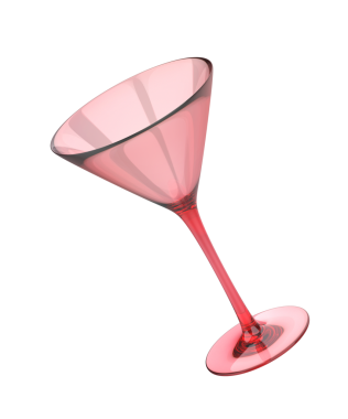 Şeffaf arkaplanda kırmızı kokteyl bardağı