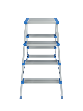 Şeffaf arkaplanda küçük alüminyum merdiven