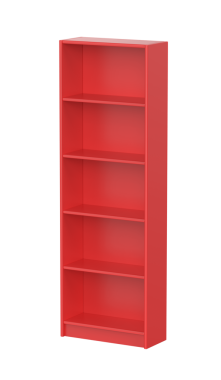 Şeffaf arkaplanda uzun kırmızı kitaplık