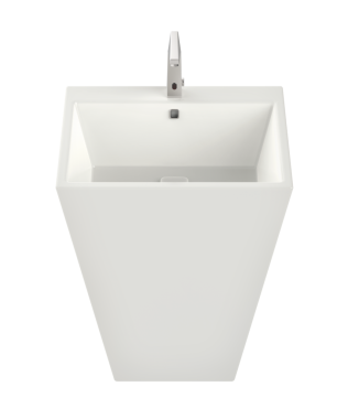 Sensör musluğu ile seramik kaide yıkama leğeni