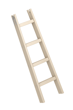 Şeffaf arkaplanda çift basamaklı ahşap merdiven