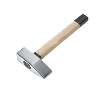 Şeffaf arkaplanda tahta saplı çekiç