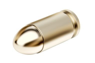 Şeffaf arkaplanda tabanca mermisi