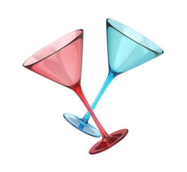 Kırmızı ve mavi kokteyl bardağı