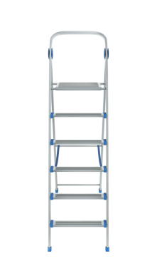 Şeffaf arkaplanda alüminyum basamak merdiven