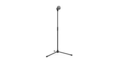 Modern kablosuz mikrofon siyah bir stantta