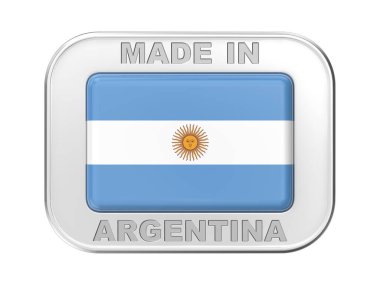 Arjantin yapımı, Arjantin Cumhuriyeti bayrağı taşıyan gümüş rozet.