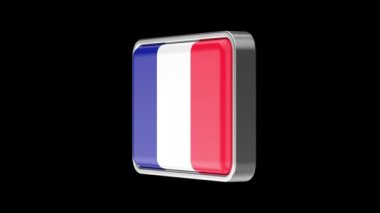 Siyah arkaplanda dönen Fransız bayrağı düğmesi