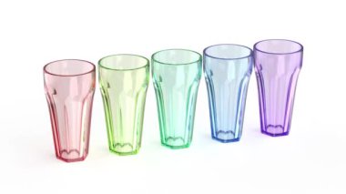 Beyaz arkaplanda beş renkli altıgen gözlük.