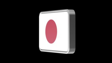 Siyah arkaplanda dönen Japon bayrağı düğmesi