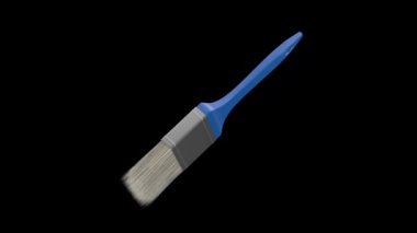 Siyah arka planda mavi saplı dönen boya fırçası