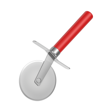 Şeffaf arkaplanda kırmızı saplı pizza makası