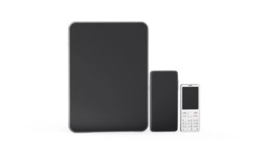 Tablet, akıllı telefon ve beyaz arkaplanda özel telefon