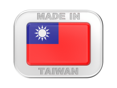 Tayvan malı, gümüş rozetli Çin Cumhuriyeti bayrağı.