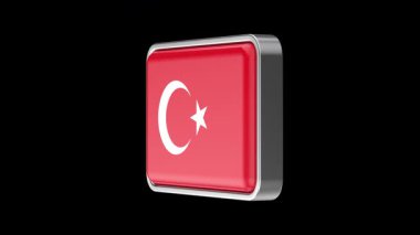 Siyah zemin üzerinde dönen Türk bayrağı düğmesi