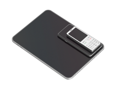 Saydam arkaplanda tablet ve farklı cep telefonları