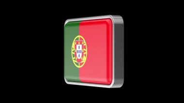 Siyah arka planda dönen Portekiz bayrağı