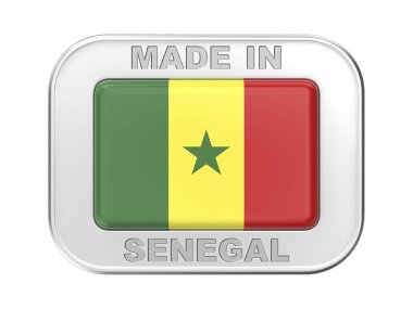 Senegal yapımı, gümüş rozetli Senegal bayrağı.