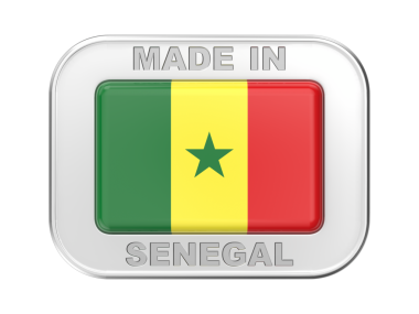 Senegal yapımı, gümüş rozetli Senegal bayrağı.
