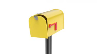 Beyaz arkaplanda boş sarı posta kutusu