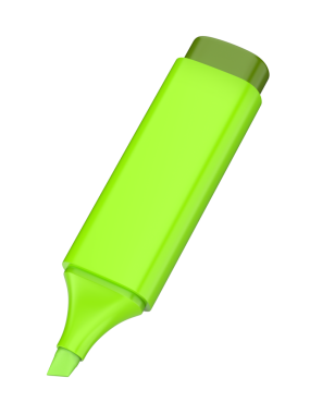 Şeffaf arkaplanda yeşil floresan kalem