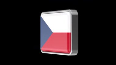 Siyah arka planda dönen Çek Cumhuriyeti bayrağı